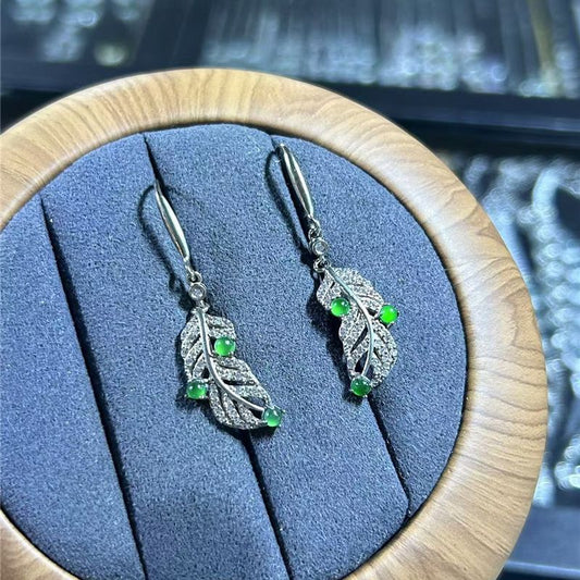 Vintage Jade Leaf Earrings