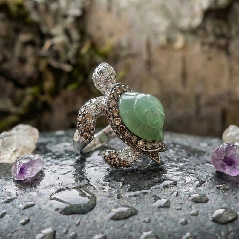 Vintage Jade Turtle Ring