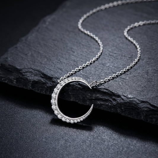 Vintage Moon Silver Necklace