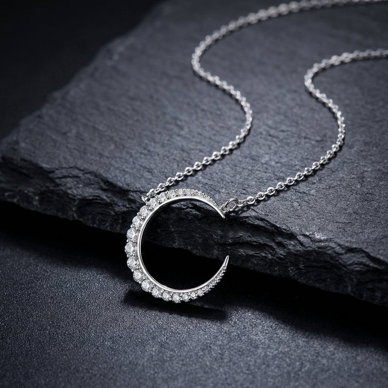 Vintage Moon Silver Necklace