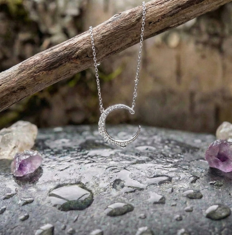 Vintage Moon Silver Necklace