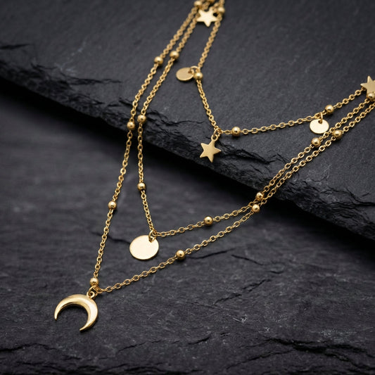Vintage Moon Tassel Pendant Necklace