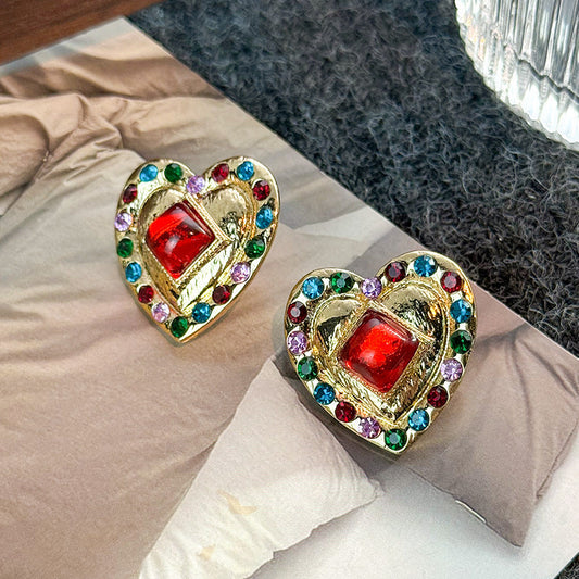 Vintage Multicolor Heart Earrings