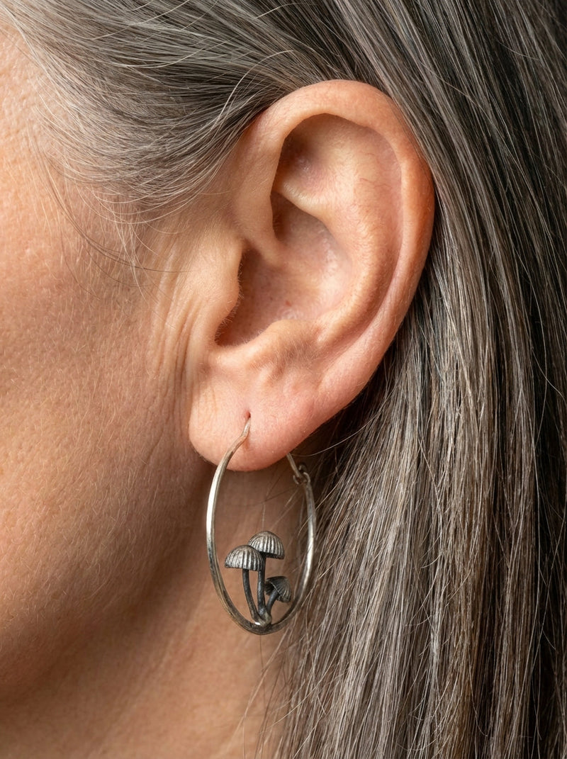 Mushroom Hoop Earrings