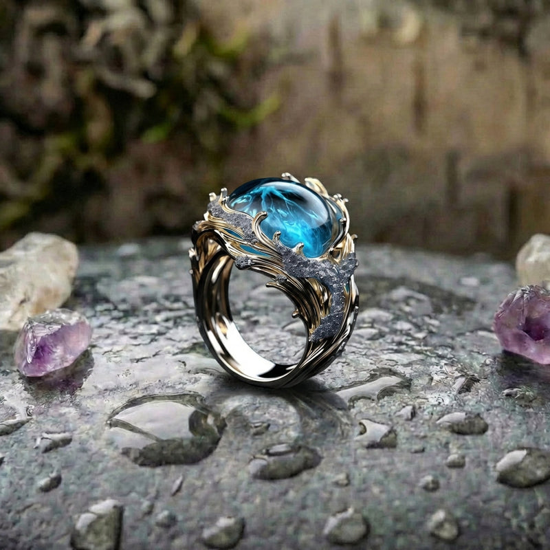 Vintage Ocean Crystal Ring