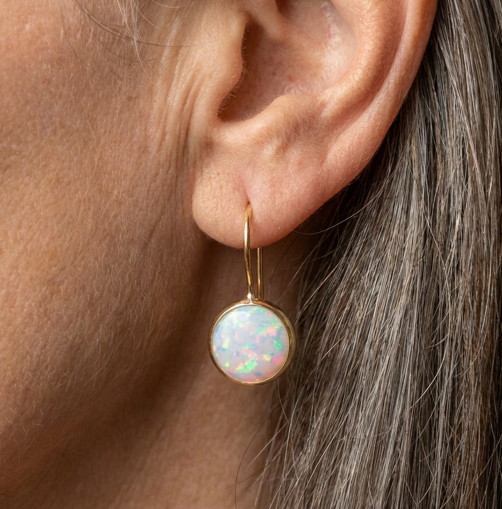 Opal Stone Gold Earrings
