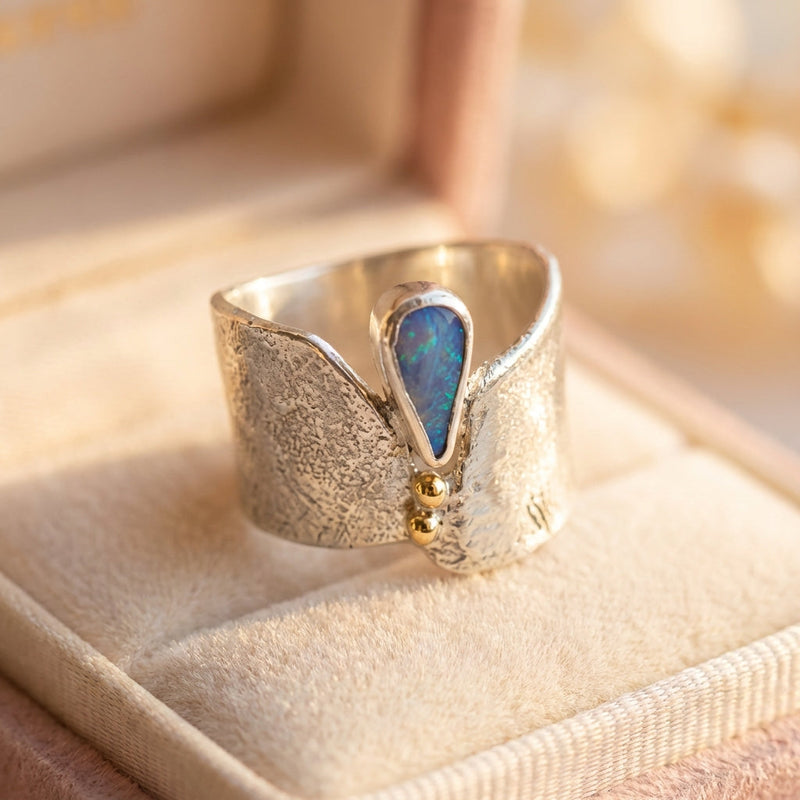 Vintage Open Blue Opal Drop Ring
