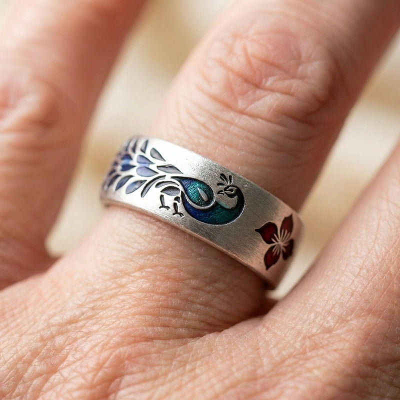 Peacock Enamel Ring