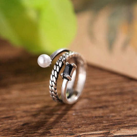 Vintage Pearl Black Onyx Ring