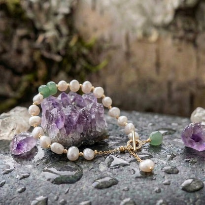 Vintage Pearl Charm Wrist Bracelet