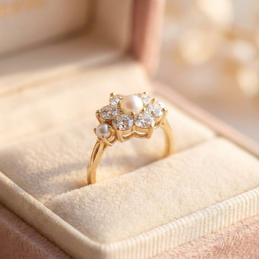 Vintage Pearl Diamond Ring