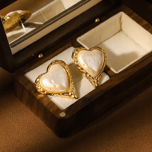 Vintage Pearl Heart Earrings