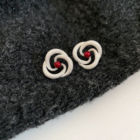 Vintage Pearl Red Earrings