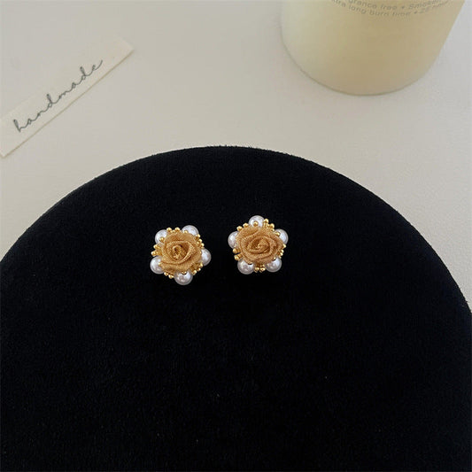 Vintage Pearl Rose Earrings