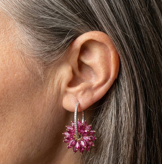Pink Flower Earrings