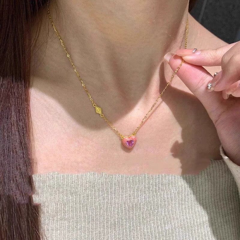 Vintage Pink Heart Pendant