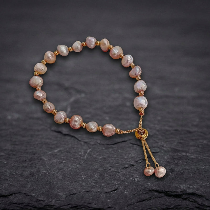 Vintage Pink Pearl Charm Wrist Bracelet