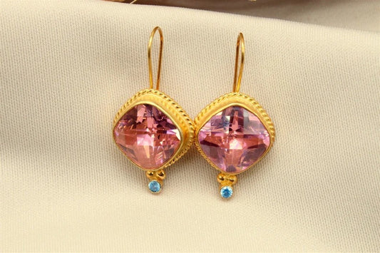 Vintage Pink Tourmaline Earrings