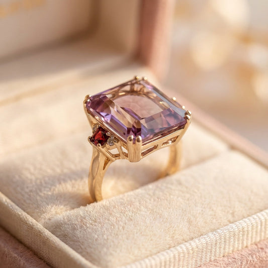 Vintage Purple Cubic Glass Ring