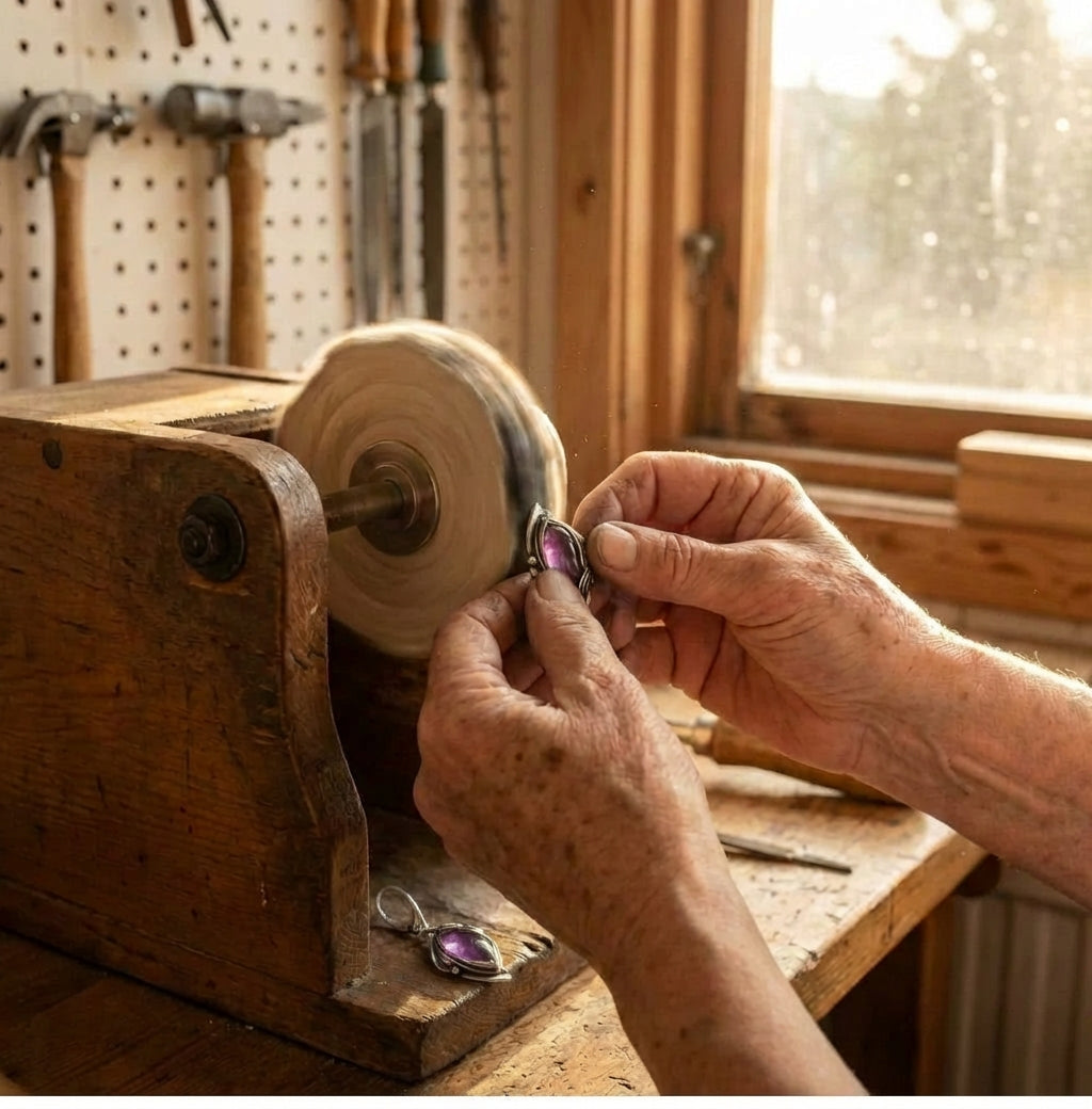 Vintage Purple Stone Dangle Earrings