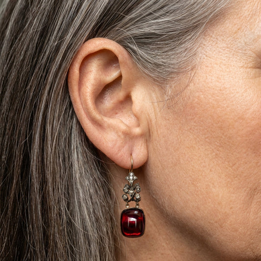 Red Bright Stone Earrings