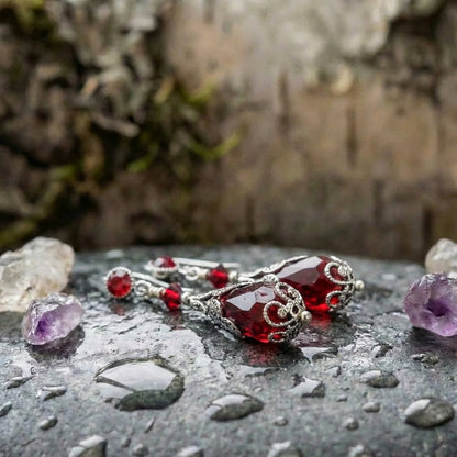 Vintage Red Crystal Drop Earrings