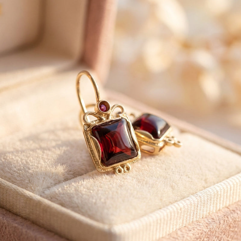 Vintage Red Crystal Earrings