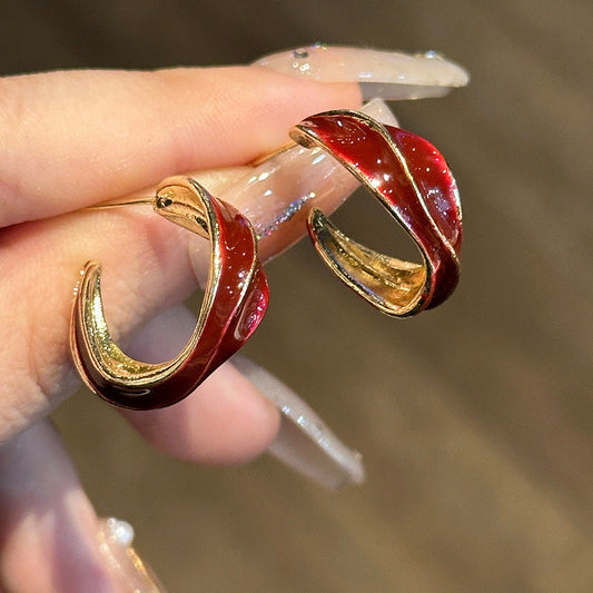 Vintage Red Enamel Earrings
