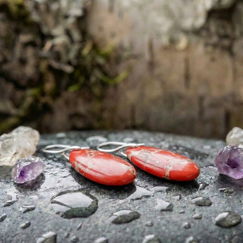 Vintage Red Jasper Earrings