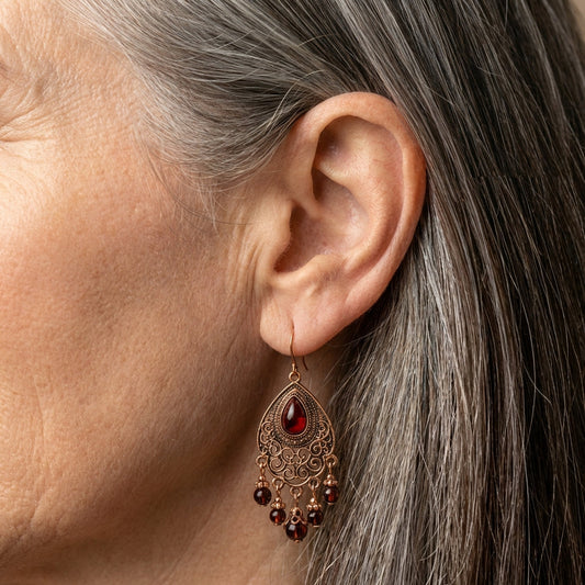 Red Teardrop Dangle Earrings