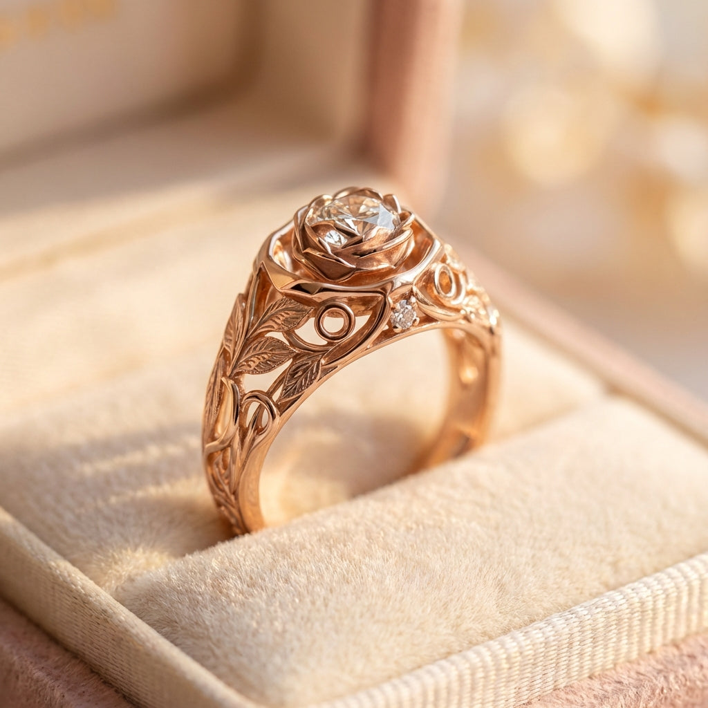 Vintage Rose Gold Flower Ring