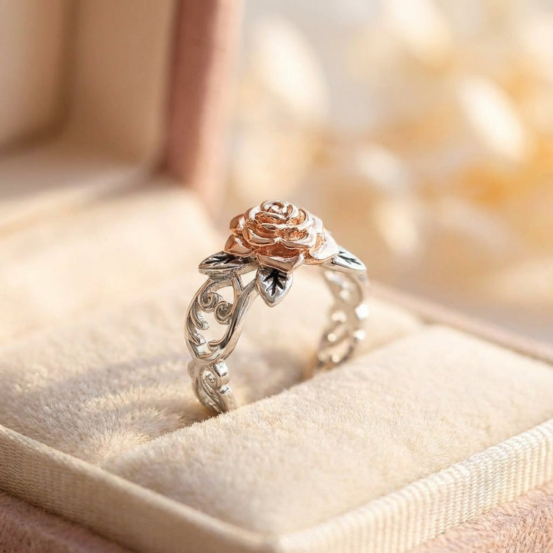 Vintage Rose Gold Flower Ring