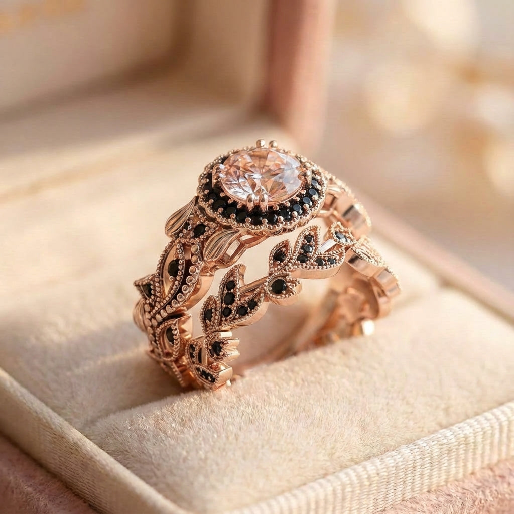 Vintage Rose Gold Ring Set