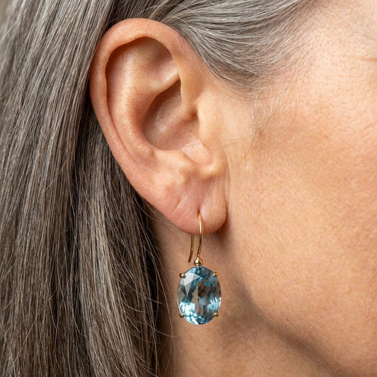 Rounded Glass Blue Earrings