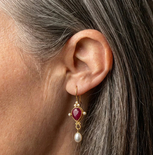 Ruby Pearl Earrings