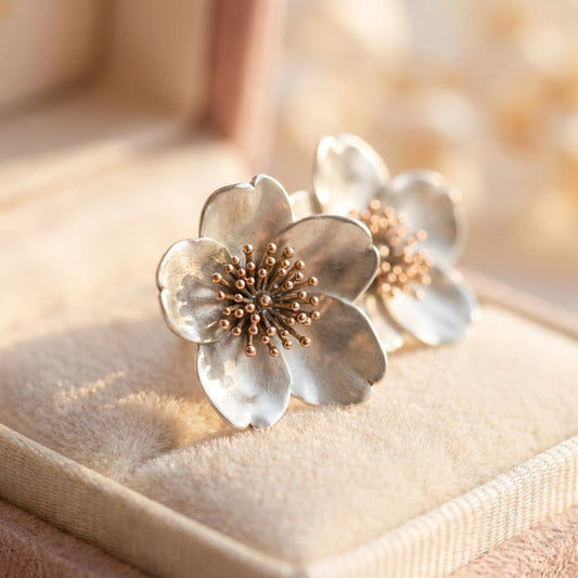 Vintage Silver Blossom Earrings