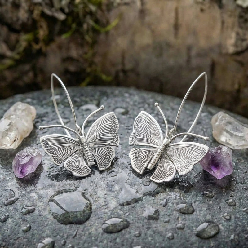 Vintage Silver Butterfly Earrings