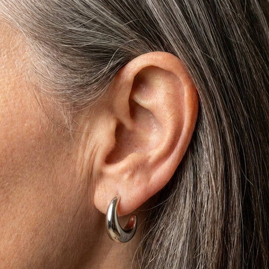 Silver & Curved Crescent Design Earrings