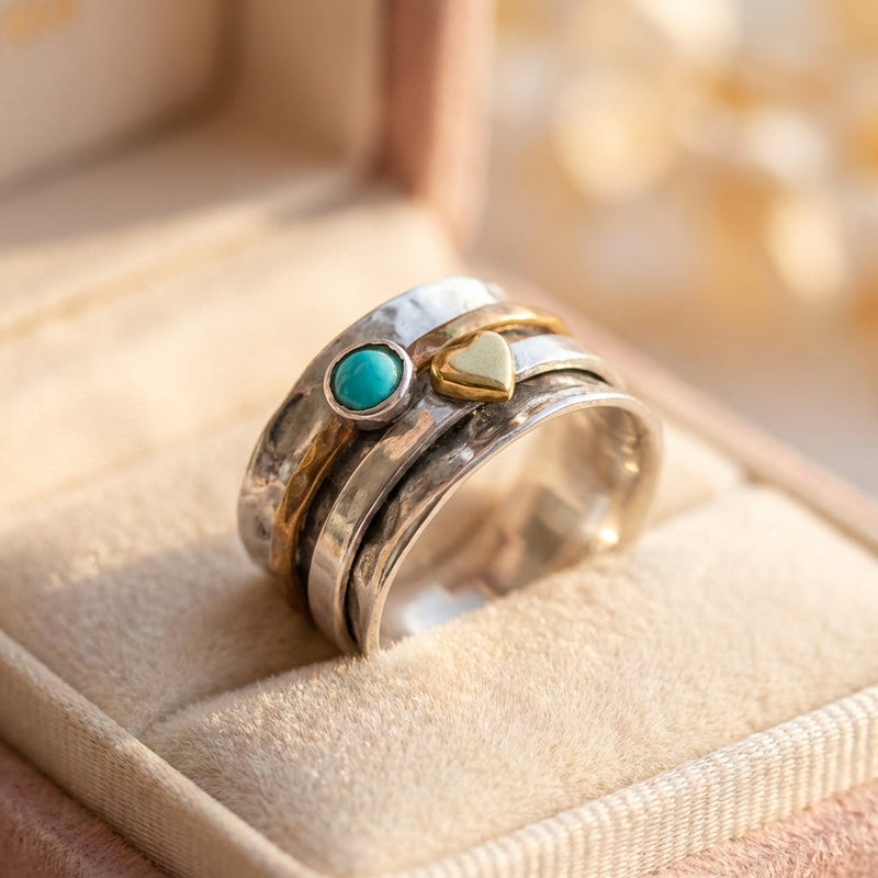 Vintage Silver Gold Heart Ring