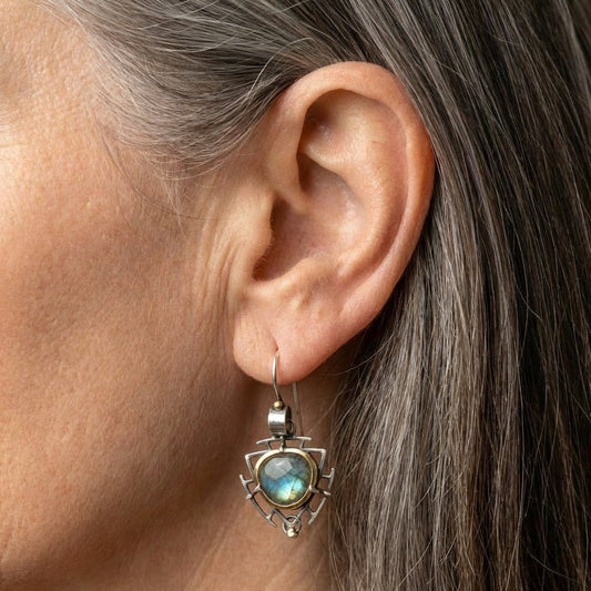 Silver & Gold Labradorite Earrings