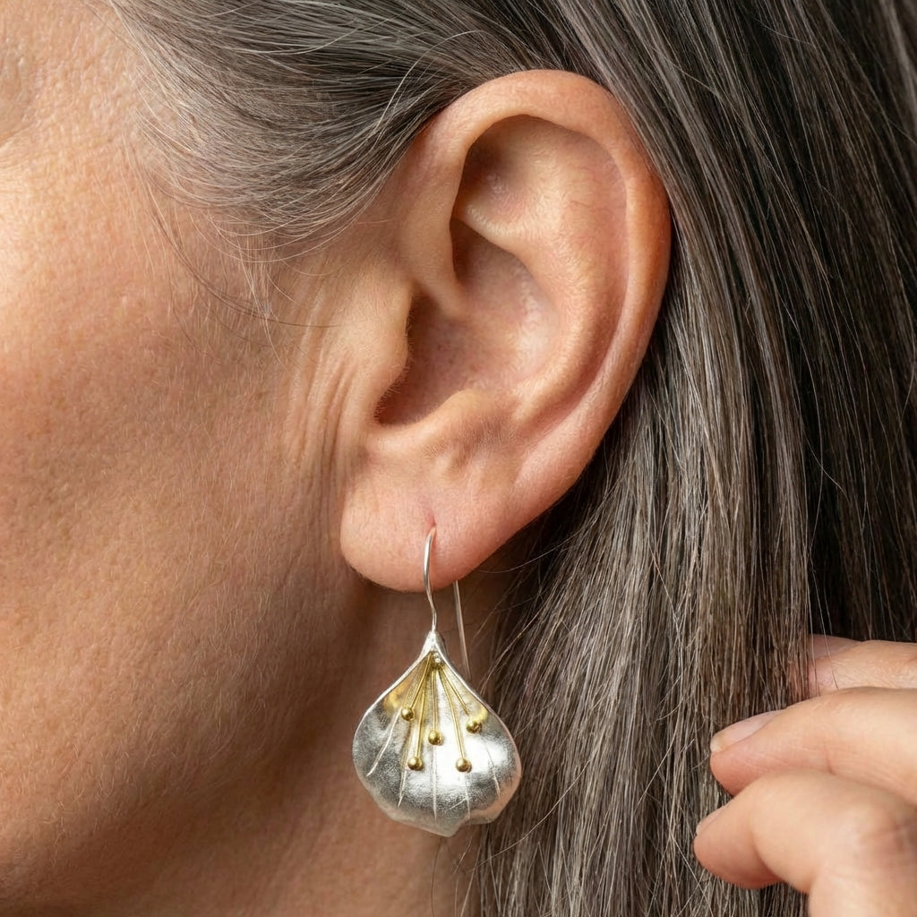 Silver & Gold Petal Earrings