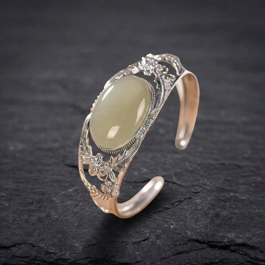 Vintage Silver Hollow Bangle Bracelet