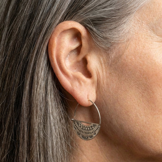 Silver Hollow Crest Earrings