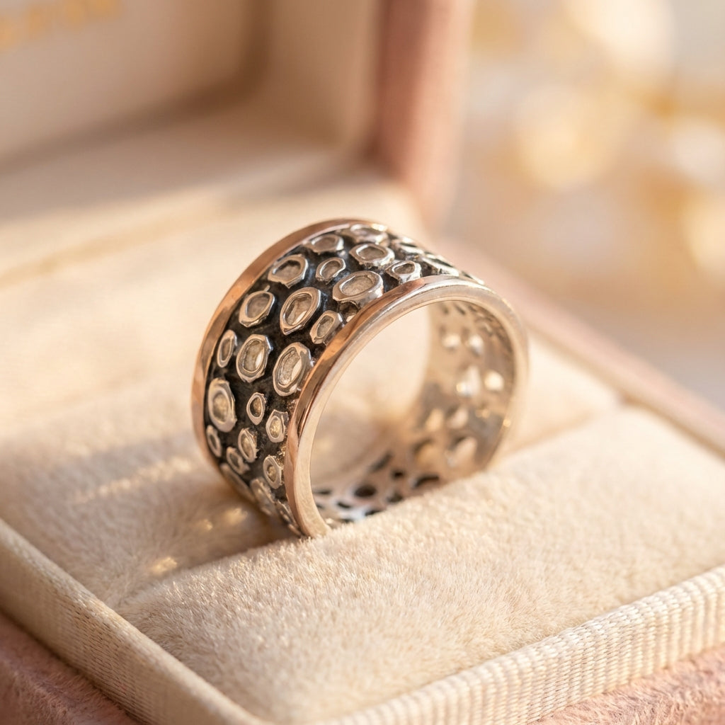 Vintage Silver Hollow Thick Ring