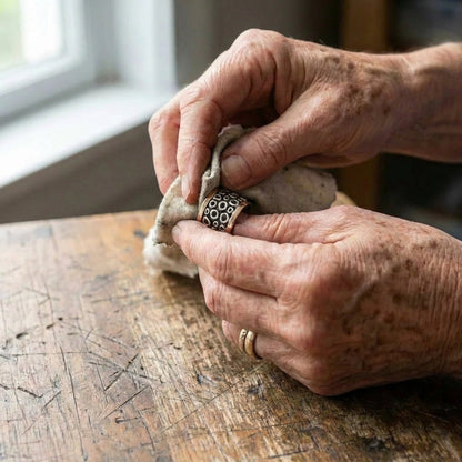 Vintage Silver Hollow Thick Ring