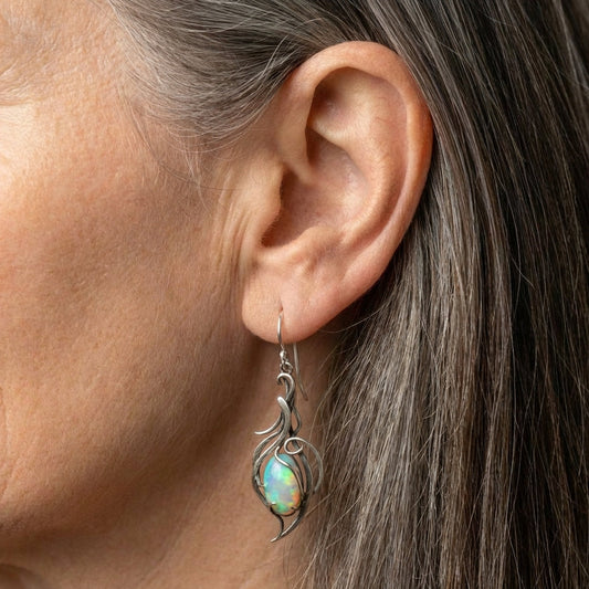 Silver & Opal Swirl Earrings