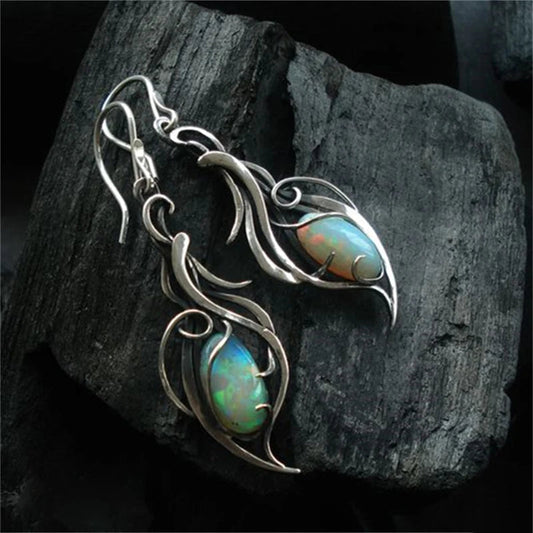 Vintage Silver & Opal Swirl Earrings