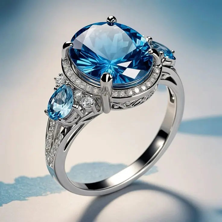 Vintage Silver Ring With Blue