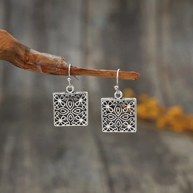 Vintage Silver Square Earrings