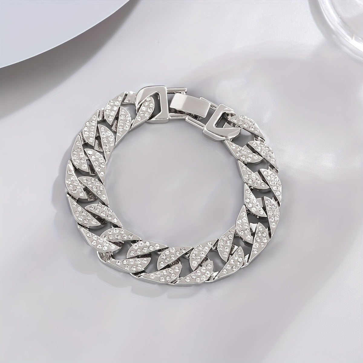 Vintage Silver Wide Iced Out Link